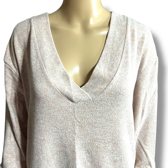 H&M Womens Knit Tunic Sweater Pullover V Neck Long Sleeves Oversized Pink Medium - Picture 6 of 10